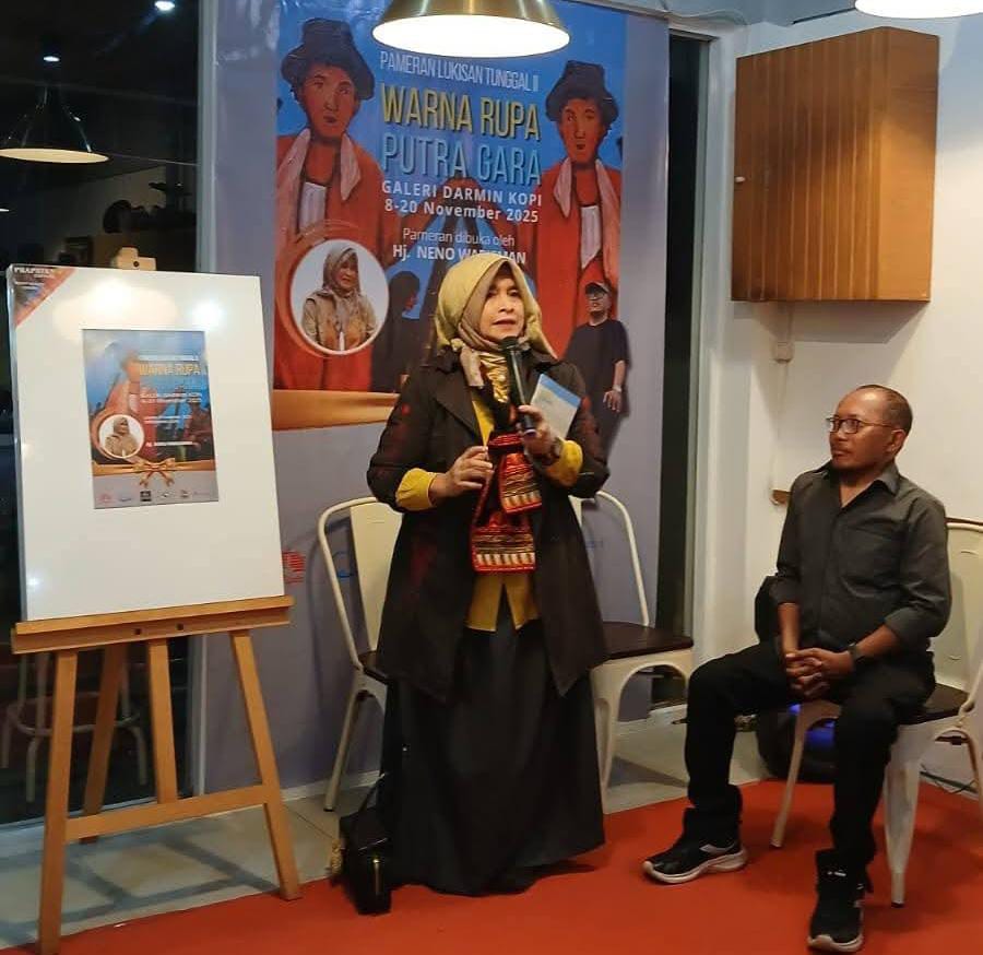 Pembukaan Pameran Lukisan Tunggal II karya Putra Gara pada 8 November 2025 turut dihadiri oleh seniman dan Team Ahli Kementerian Kebudayaan RI, Neno Warisman.